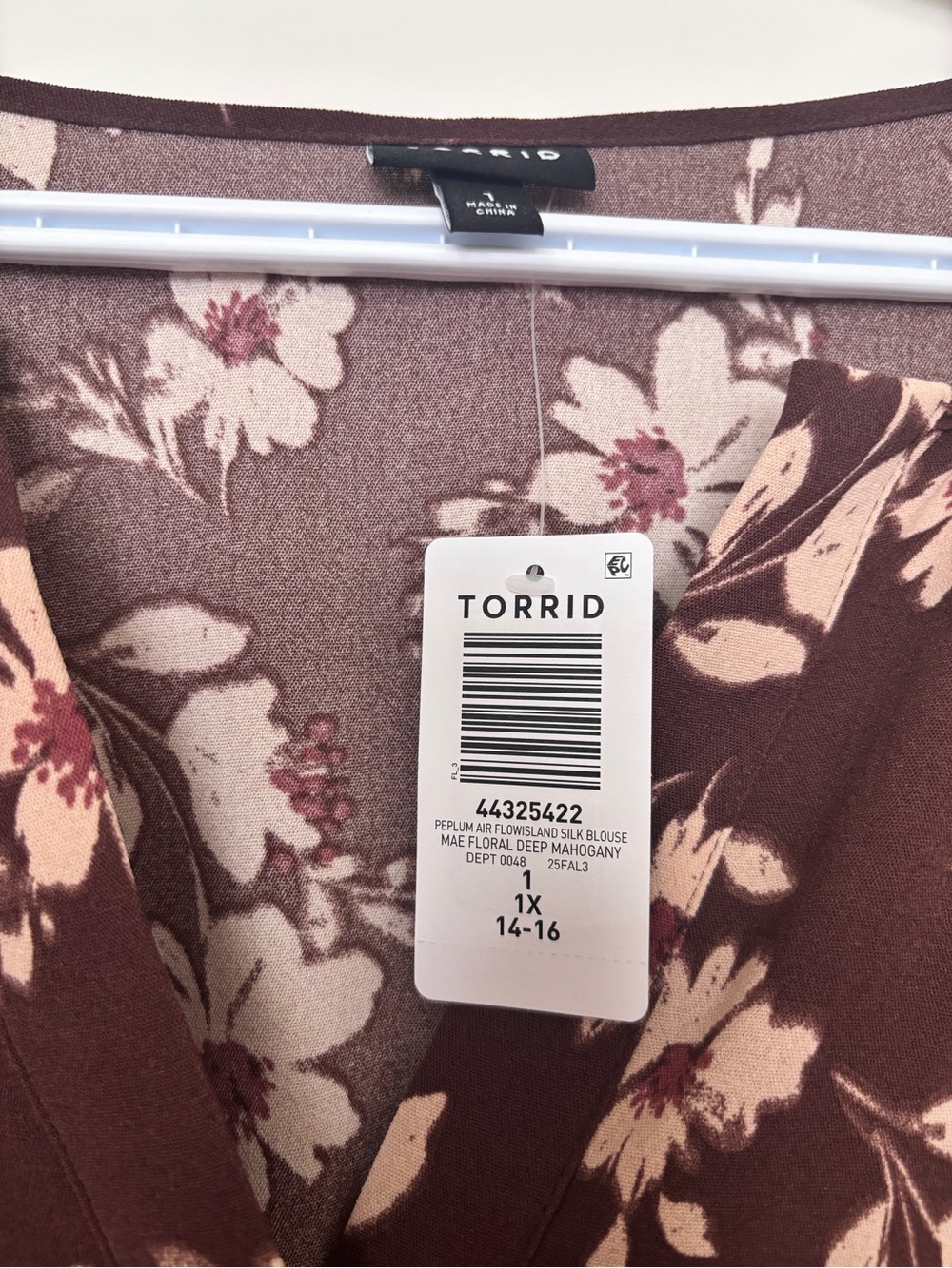 TORRID Brown Floral Peplum Blouse - Picture 2 of 3